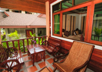 Private terrace in front of Air Con Bungalow