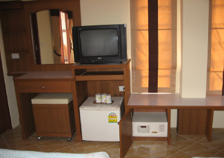 Room with TV, Fridge and Safe Box